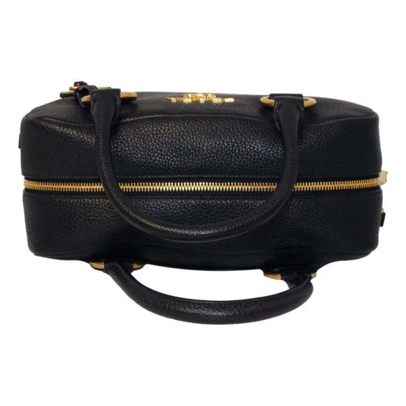 Prada Vitello Phenix Black Leather Web Stripe Crossbody Satchel - Picture 6 of 7